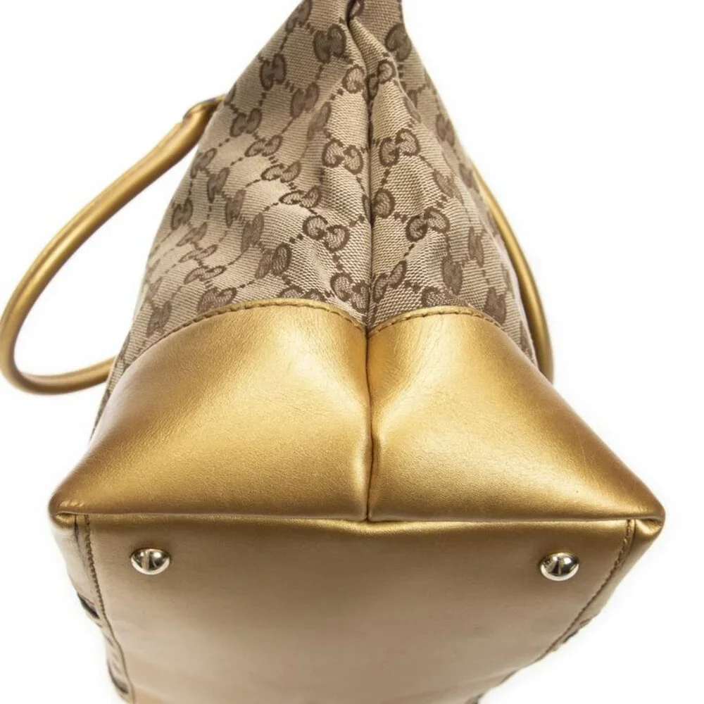 Gucci Medium Bree Heart Gold Beige GG Canvas Shoulder Bag Gold Beige - Picture 7 of 10